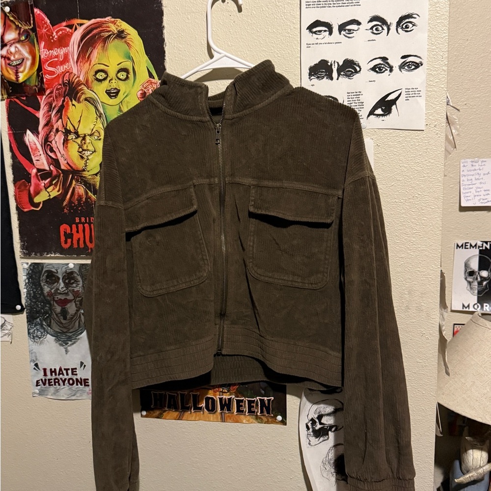 Aerie Dark Olive cropped Jacket